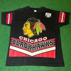 Vintage 90s Chicago Blawkhawks Salem Hockey NHL Mens XL T Shirt